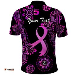 Personalised Faith Hope Love Australia Breast Cancer Polo Shirt Pink Ribbon Indigenous