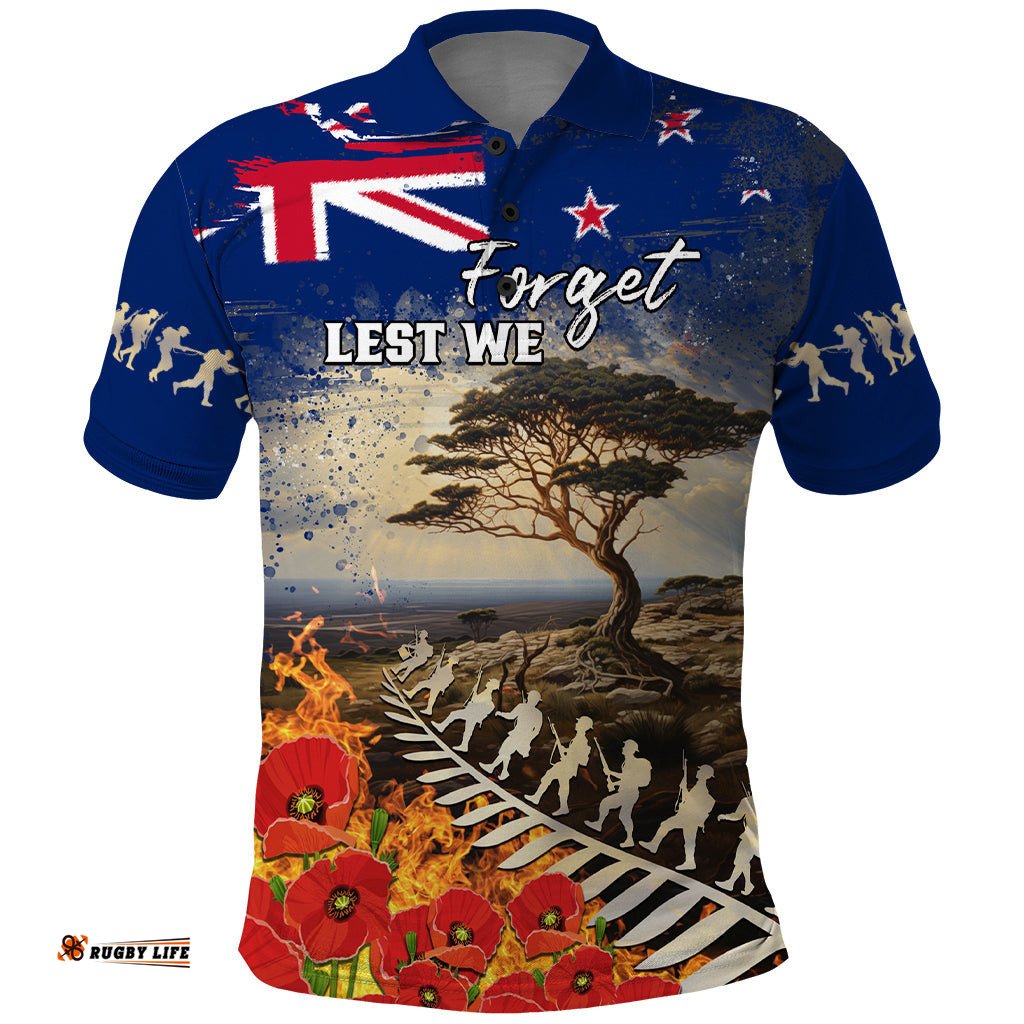 New Zealand ANZAC Day Polo Shirt The Lonesome Pine With Soldier Fern