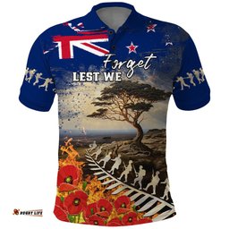 New Zealand ANZAC Day Polo Shirt The Lonesome Pine With Soldier Fern