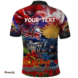 Personalised Australia Rugby Panthers ANZAC Polo Shirt Penrith Scratch Style