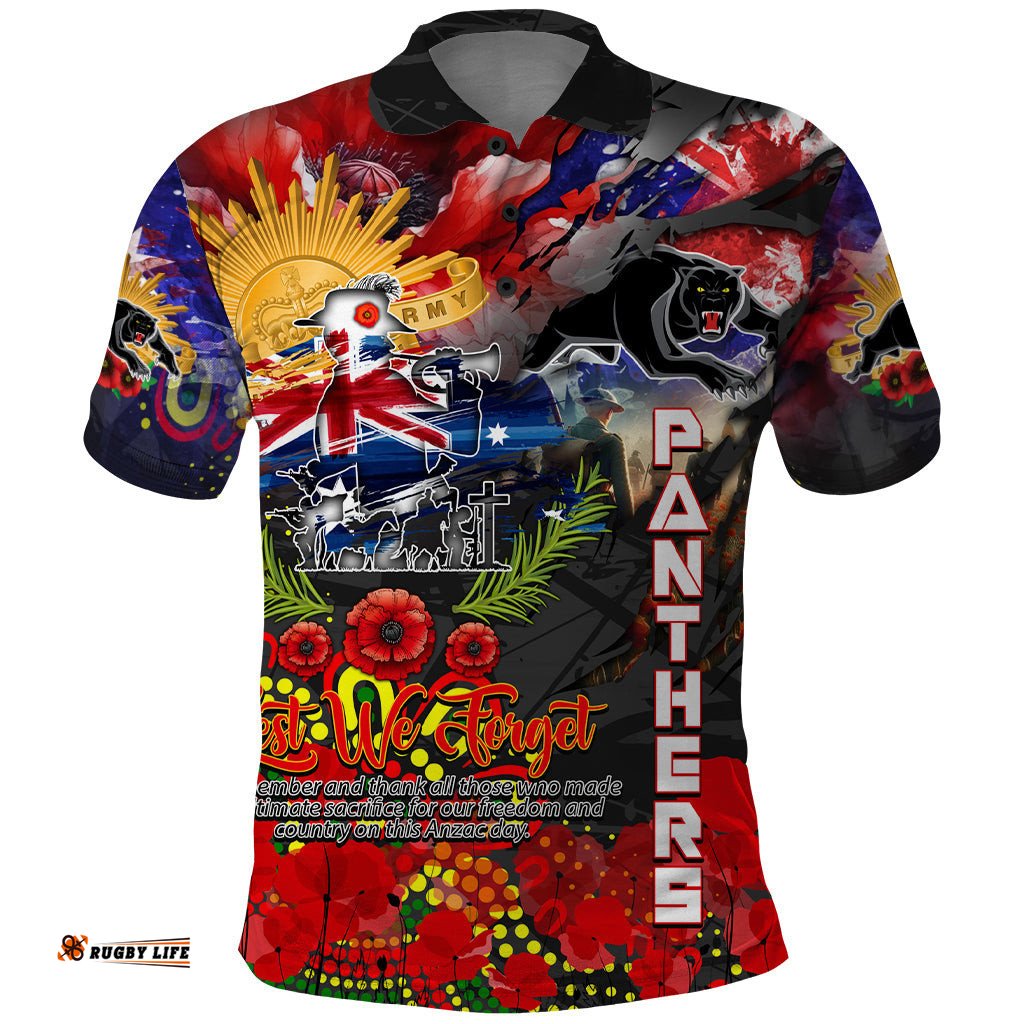 Personalised Australia Rugby Panthers ANZAC Polo Shirt Penrith Scratch Style
