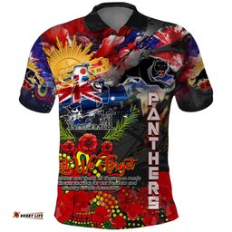 Personalised Australia Rugby Panthers ANZAC Polo Shirt Penrith Scratch Style