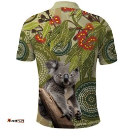 Aboriginal Koala Art Painting With Gum Blossom Polo Shirt