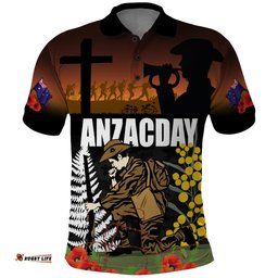 New Zealand and Australia ANZAC Day Polo Shirt Soldier and Last Post Camouflage Pattern