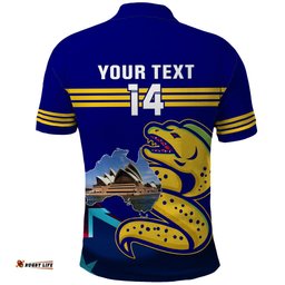 Custom Australia Day Eels Polo Shirt NRL 2024 Sydney Opera House With Map