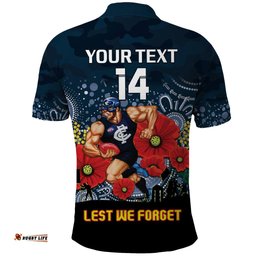 Custom Blues Football ANZAC Polo Shirt Gallipoli Camouflage With Poppies