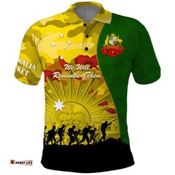 Australia Cricket ANZAC Day 2024 Polo Shirt Australian Army Camouflage With Poppies