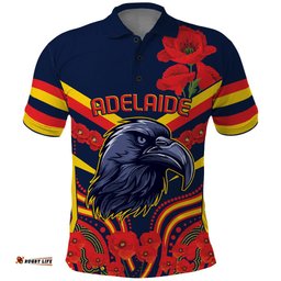 Custom Crows Football ANZAC Polo Shirt Poppy Soldier With Aboriginal Dots Art