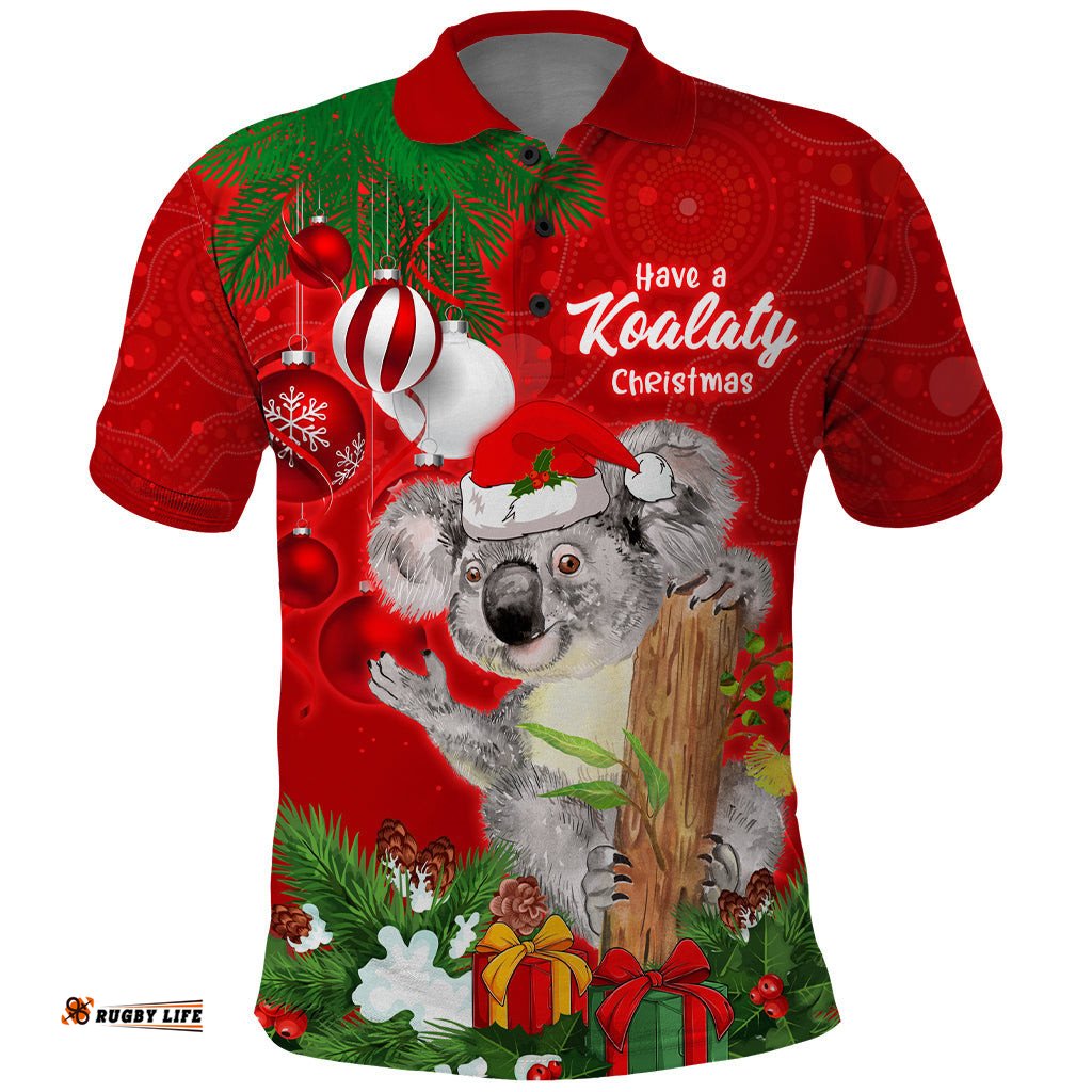 Koala Lover Polo Shirt Australia Merry Christmas Aboriginal