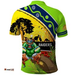 Raiders Rugby ANZAC Day Polo Shirt Green Machine Mascot Rosemary Starry Night