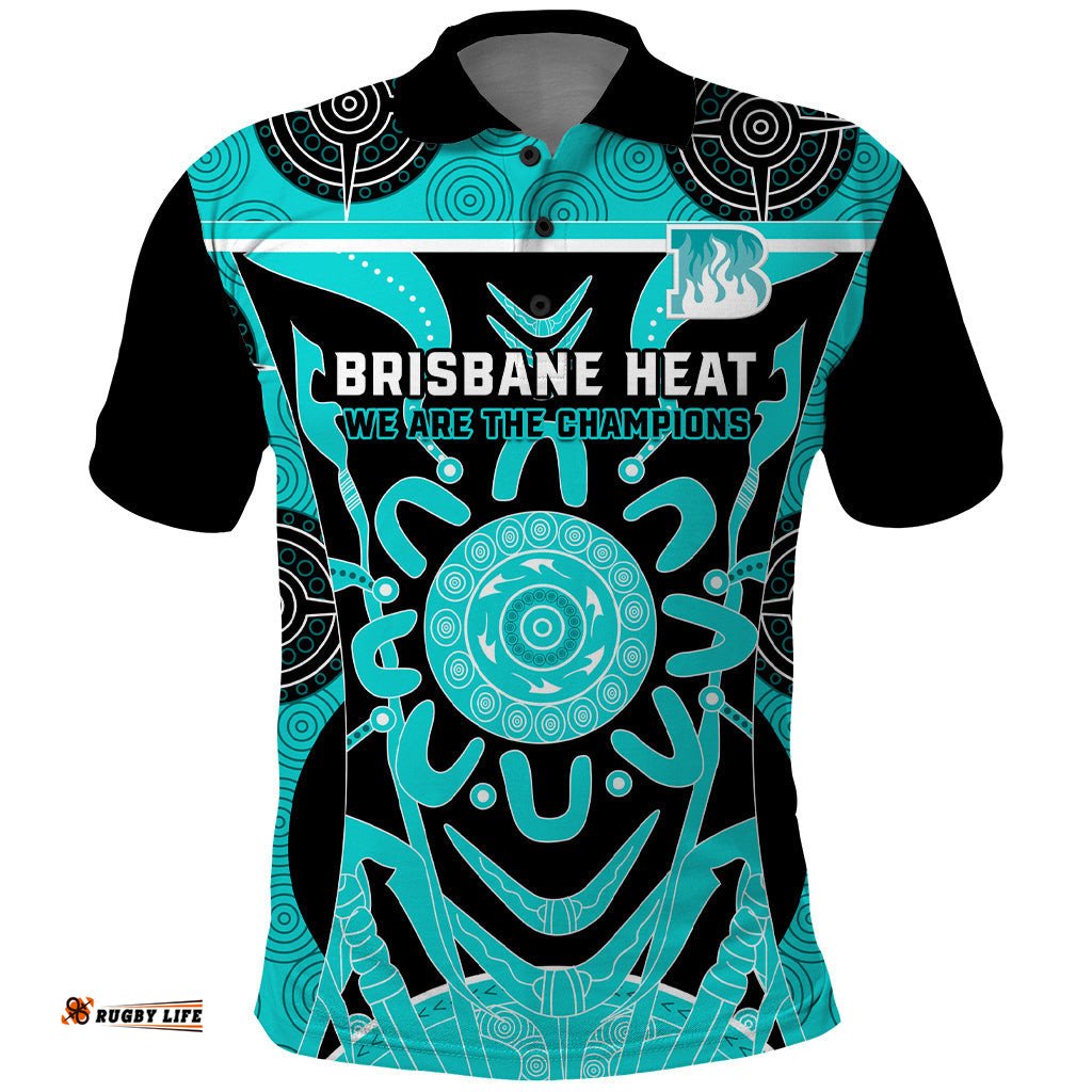 Custom Brisbane Heat Polo Shirt We Are The Champions Aboriginal Art