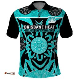 Custom Brisbane Heat Polo Shirt We Are The Champions Aboriginal Art