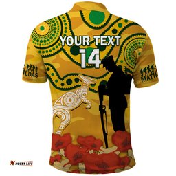 Custom Matildas ANZAC Day Polo Shirt Lest We Forget Poppies Mix Camouflage Gold