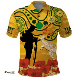 Custom Matildas ANZAC Day Polo Shirt Lest We Forget Poppies Mix Camouflage Gold