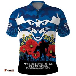 Custom Geelong Football ANZAC Polo Shirt Gallipoli Camouflage With Poppies