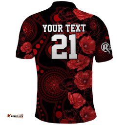 Renegades Cricket Never Forget Custom Polo Shirt ANZAC Day with Poppy Aboriginal