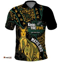 Australia Matildas Indigenous Polo Shirt NAIDOC 2024 Keep The Fire Burning