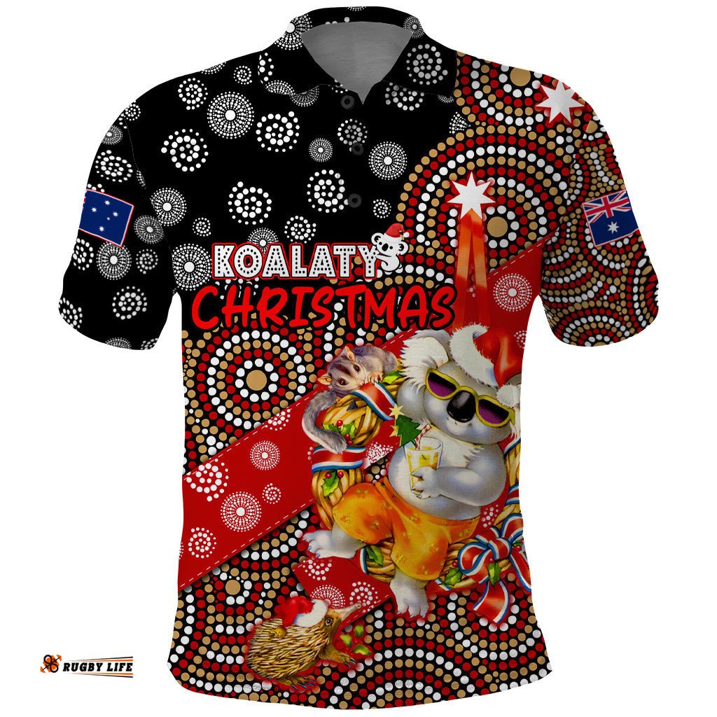 Koalaty Christmas Polo Shirt Australia Koala Aboriginal