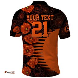 Scorchers Cricket Never Forget Custom Polo Shirt ANZAC Day with Poppy Aboriginal