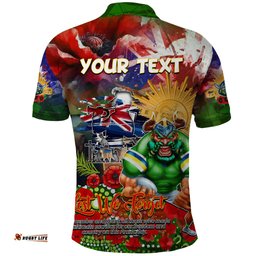 Personalised Australia Rugby Raiders ANZAC Polo Shirt Canberra Scratch Style