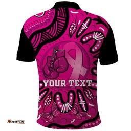 Personalised Australia Breast Cancer Polo Shirt Pink Boxing Ribbon Be Strong And Fight On