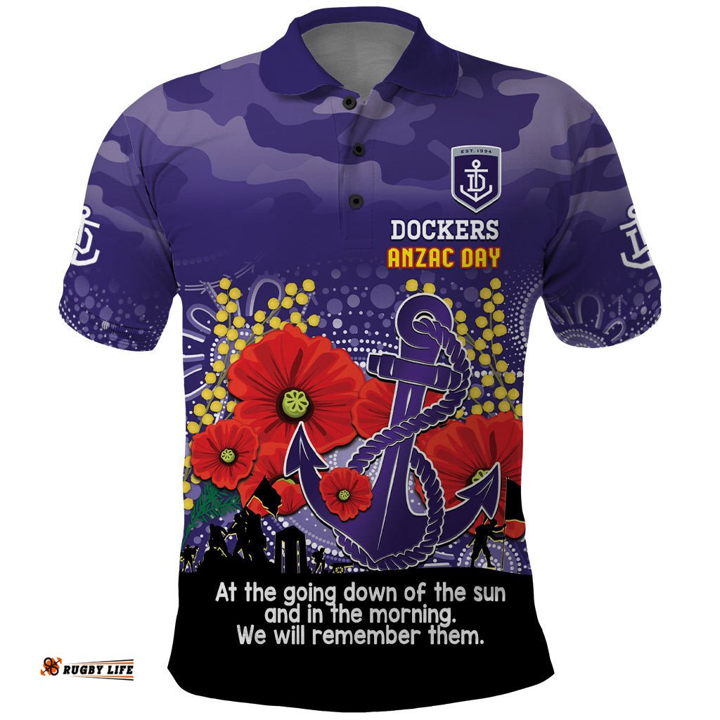 Custom Dockers Football ANZAC Polo Shirt Gallipoli Camouflage With Poppies