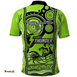 Sydney Thunder Cricket Polo Shirt Happy Australia Day Aboriginal Art
