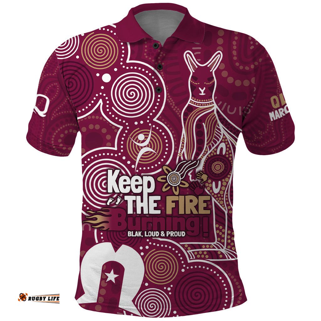 NAIDOC Week Polo Shirt QLD Maroons Kangaroo