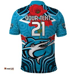 Custom Sharks Rugby ANZAC Polo Shirt Gallipoli Soldier With Aboriginal Art