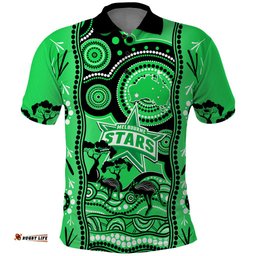 Melbourne Stars Cricket Polo Shirt Happy Australia Day Aboriginal Art