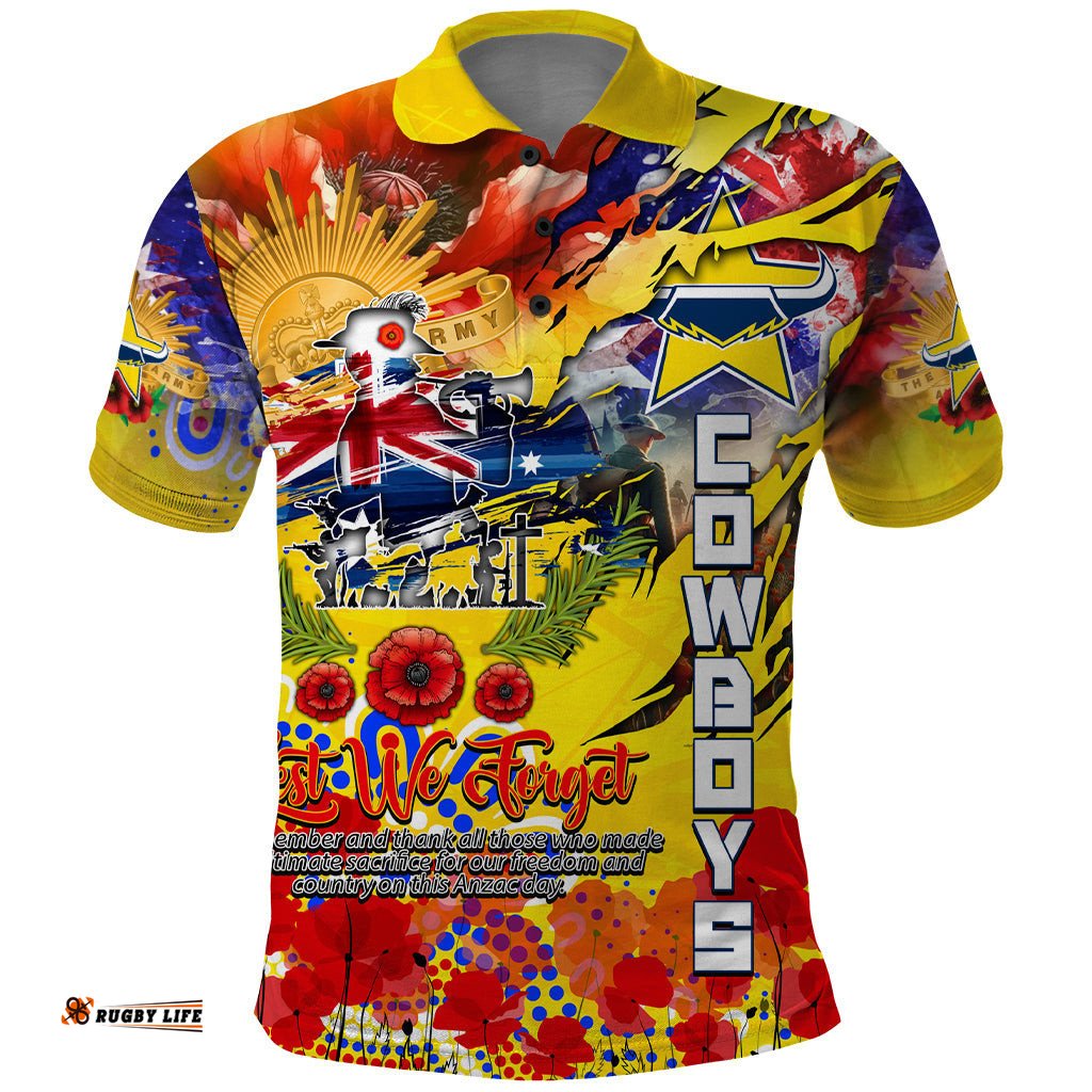 Personalised Australia Rugby Cowboys ANZAC Polo Shirt North Queensland Scratch Style