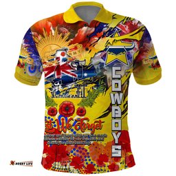 Personalised Australia Rugby Cowboys ANZAC Polo Shirt North Queensland Scratch Style