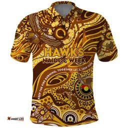 Custom NAIDOC Week 2024 Hawks Polo Shirt Aboriginal Animals Keep The Fire Burning