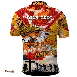 Personalised Tigers ANZAC Day Polo Shirt Aboriginal Rising Sun