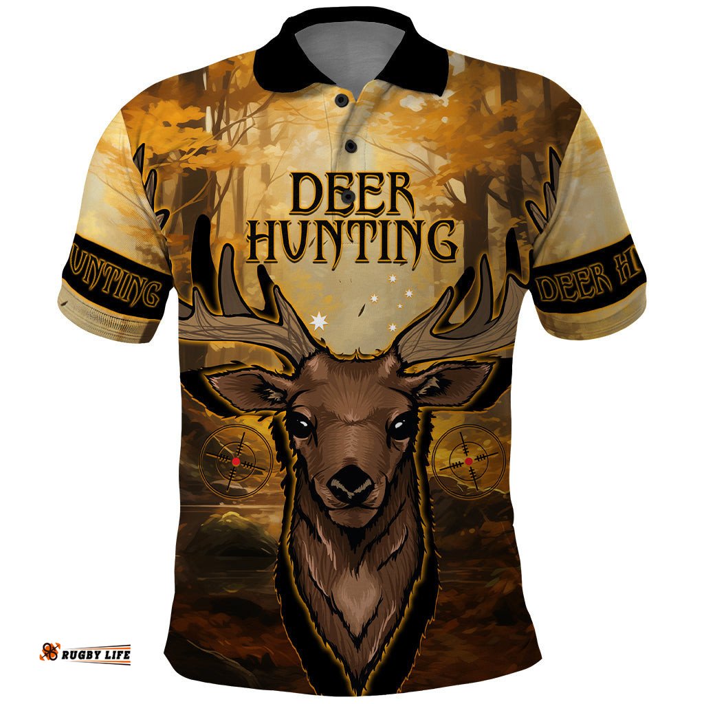 Personalised Deer Hunting Polo Shirt Forest Vibes