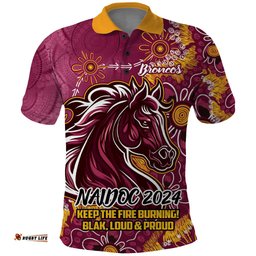 Personalised Broncos NAIDOC Week 2024 Polo Shirt Aboriginal Fire Burning Sparks