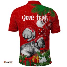 Personalised Wombat Lover Polo Shirt Australia Merry Christmas Aboriginal