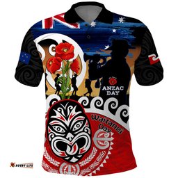 New Zealand Waitangi And ANZAC Day Polo Shirt Aotearoa Maori Tiki With Last Post