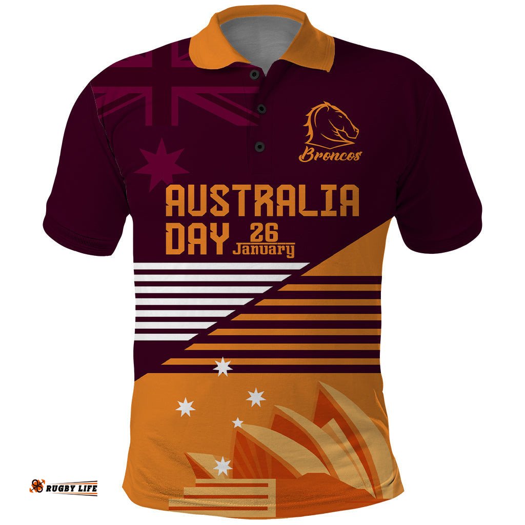 NRL Broncos Australia Day Custom Polo Shirt Sydney Opera House Style