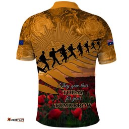 ANZAC Day 2024 Polo Shirt Silver Fern With A Trumpet Soldier
