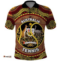 Personalised Australia Tennis Polo Shirt Aussie Indigenous Art