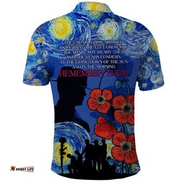 Remember Them ANZAC day Polo Shirt Soldier In Starry Night Oil Paint Style