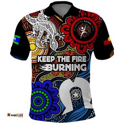 NAIDOC Week 2024 Indigenous Polo Shirt Keep The Fire Burning
