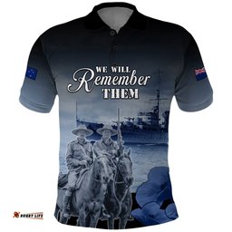 New Zealand ANZAC Day Polo Shirt HMNZS Achilles We Will Remember Them
