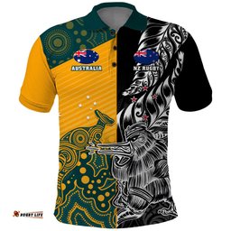 Custom New Zealand And Australia Rugby Polo Shirt Wallabies Kiwi Silver Fern 2023 World Cup