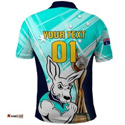 Custom Australia Soccer Polo Shirt Matildas Kangaroo With World Cup Trophy 2023 Turquoise Version