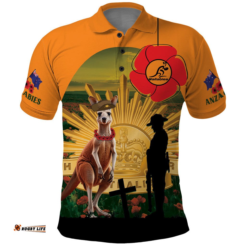 Australia Wallabies Rugby ANZAC Day Polo Shirt 2024 Lest We Forget