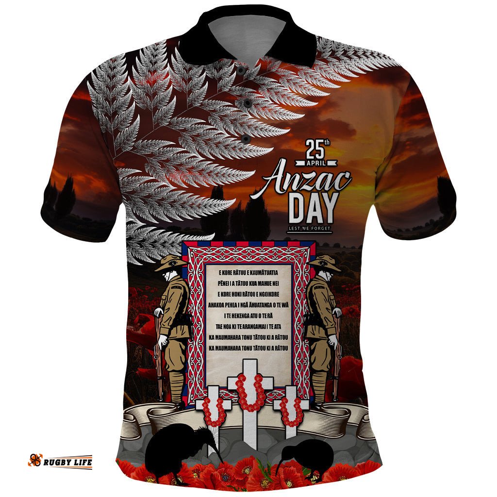 New Zealand ANZAC Day Polo Shirt The Ode of Remembrance and Silver Fern