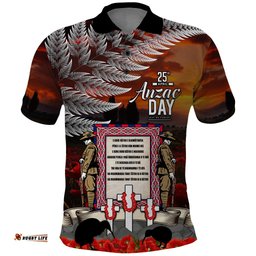 New Zealand ANZAC Day Polo Shirt The Ode of Remembrance and Silver Fern