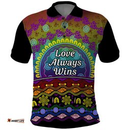 Australia LGBT History Month Polo Shirt Love Always Wins Aboriginal